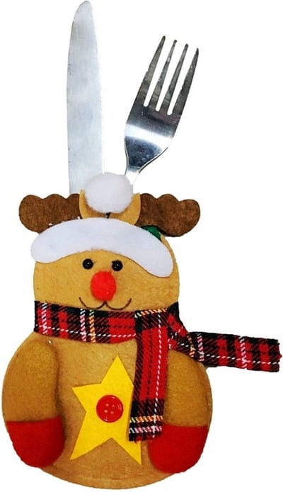 Kerst Bestekhouder Kerst Kerstdecoratie Tafel Bestek Zakjes Kerstdiner Rendier – 1 Stuk