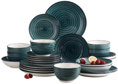 Monarch Bordenset – Dinerborden – 6 persoons – 24 delig – Groen Keramisch – Breakfast Plates – Luxe design