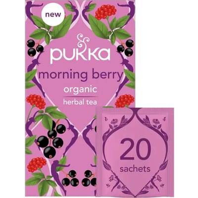 Pukka Tea Morning Berry - 20 Theezakjes - Biologische Kruidenthee - Rooibos, Hibiscus & Zwarte Bes - 1 x 20 zakjes