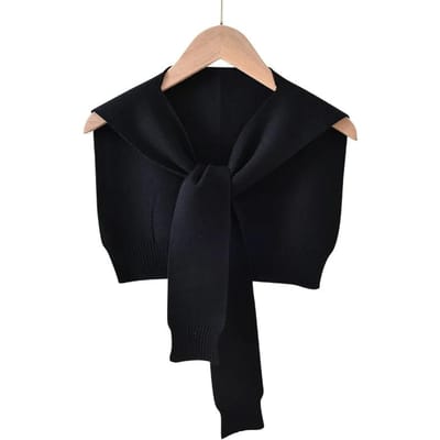 Châle rayé simple avec protection solaire Écharpe tricotée Col de cou pour femme Accessoires vestimentaires polyvalents Printemps et Été 1PC black