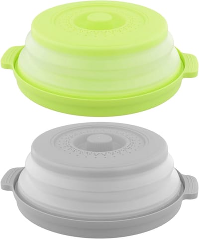 Vouwbare Magnetron Deksel voor Voedsel, Spetterdeksel voor Borden met Siliconen Handvatten, Ideaal voor Keuken en Magnetrongebruik
