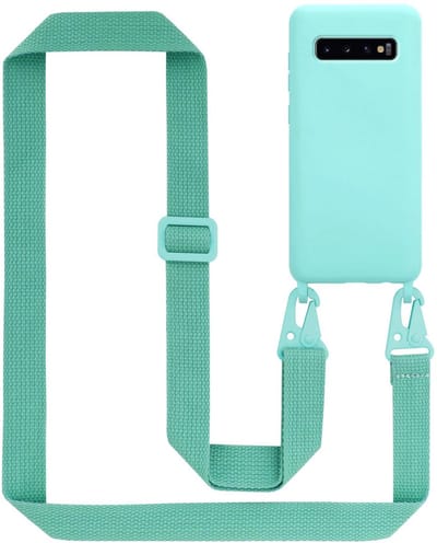 Cadorabo Mobiele telefoon ketting geschikt voor Samsung Galaxy S10 4G in LIQUID TURKOOIS - Silicone beschermhoes met lengte verstelbare koord riem