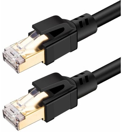 GELLDG CAT8 Netwerkkabel - RJ45 - Internet LAN-kabel - Geschikt voor gaming, extern bellen, externe modem, extern gebruik - 1 stuks - Zwart - 30 m