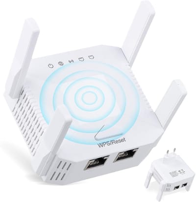 Core® Wifi Versterker Stopcontact - Wifi Versterker - 1200 Mbit/s - ‎Wit - 10cm x 9cm x 8cm