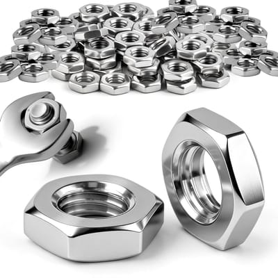 30 Stuks M5 Moeren Hex Moeren RVS A2 V2A Halve Moeren voor Schroeven, Bevestigingsmaterialen en Meubelproductie