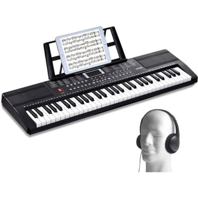 VEVOR digitale piano met 61 toetsen, 200 klanken, 200 ritmes, draagbare elektrische pianoset met 60 demonummers, ingebouwde dubbele luidsprekers, hoofdtelefoon, microfoon en pianostickers voor beginners.