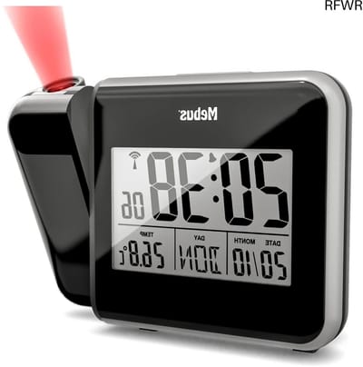 RFWR® Digitale wekkerradio met tijdprojectie en thermometer - Zwart