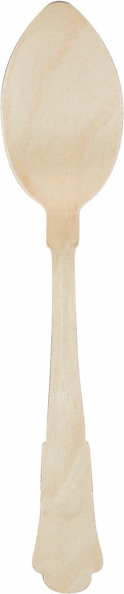 Design wegwerp lepels van hout - 8x stuks - 19 cm - Bestek voor verjaardag/BBQ