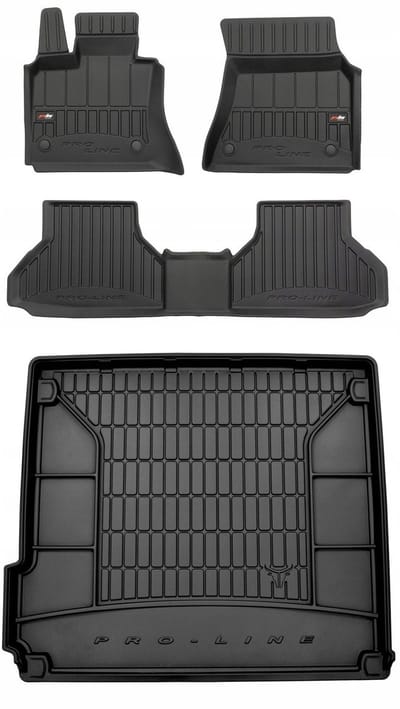Frogum ProLine Complete Set: Luxe Rubberen Automatten + Kofferbakmat - Geschikt voor BMW X5 E70 2007-2013 - Perfecte Pasvorm - Geurloos TPE - Zwart