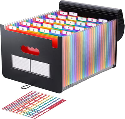 Somstyle Documentenmap A4 Formaat - 25 Vakken - Sorteermap - Projectmap - Bureau Accessoires - Zwart / Multicolor