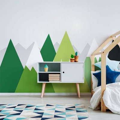Muurstickers voor kinderkamers - Decoratie voor de babykamer - Gigantische muursticker voor kinderkamers met Scandinavisch berglandschap van EKA - 100x150 cm