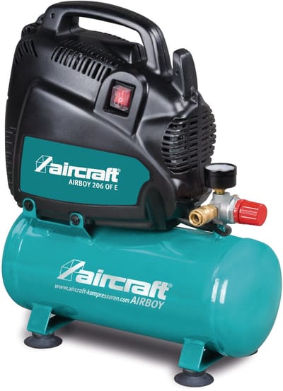 Compressor olievrij ketel 6 L 1,1 kW / 1,5 Pk 180 L/min 8 Bar 230V Aircraft AIRBOY 206 OF E
