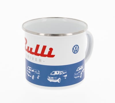BRISA VW Collection - Volkswagen grote emaille koffie-thee-cappuccino-mok-Haferl mok voor Camping & Outdoor T1 Bulli Bus- motief (500 ml T1 Bulli Bus- motief/ kleurrijk)