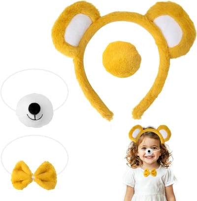 Berenkostuum Set van 4 Haarbanden met Oren voor Kinderen en Volwassenen - Feestaccessoires voor Carnaval, Cosplay en Halloween Thema's in Geel