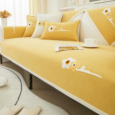 Coussin de Canapé Chenille Universel Quatre Saisons Nouveau Moderne Simple Hiver Antidérapant Housse de Siège en Cuir Housse Tissu Épaissi 70*70cm white