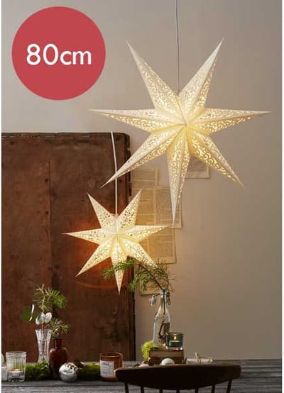 Wit hangende kerstster Lace - 80 cm