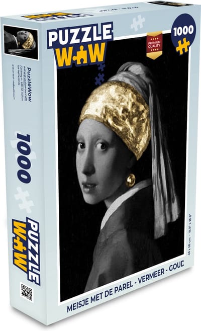 Puzzel Meisje met de parel - Vermeer - Goud - Legpuzzel - Puzzel 1000 stukjes volwassenen