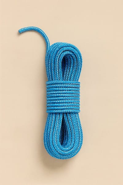 Sterk gevlochten touw 20 meter – 7 mm dik – duurzaam nylon/polyester – blauw met wit – ideaal voor hobby, camping en tuingebruik