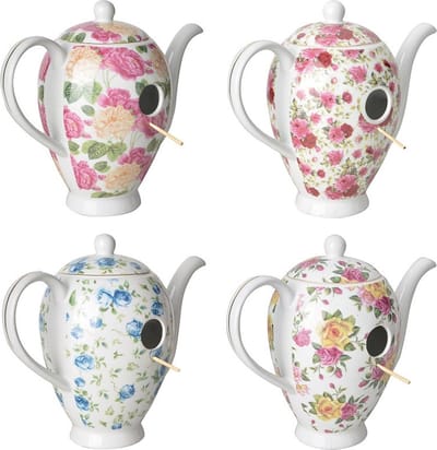 Koffiepot nestkast - Vogelhuisje - Nestkastje - Vogel Huis - Blauw linksonder - Winterseizoen - Vogelhuisjes - Vogelhuisjes voederhuisjes nestkasten (luxe) - Verjaardagscadeau