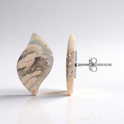 Cavill - Zilveren Oorbellen met 13,4 ct Witte Agaat - 925 Sterling Zilver Gerhodineerd - Elegante Fancy Cabochon Oorhangers Dames