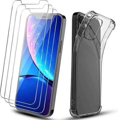 Backcover Hoesje Geschikt voor: iPhone 12 Pro Anti-Shock TPU Siliconen Case + 3X Tempered Glass Screenprotector