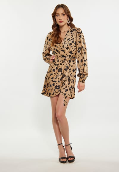 Faina Jurk Dames Camel Veelkleurig