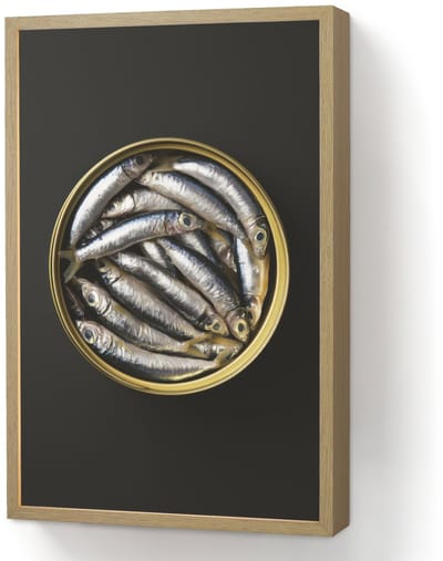 Wandlamp 40x60 cm - Oplaadbaar - Sardines - Vissen - Rond - Zwart - Wandlampen binnen woonkamer - Slaapkamer lamp - Decoratieve nachtlamp - Vloerlamp draadloos
