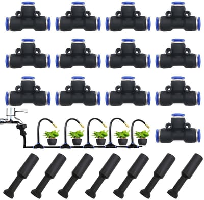 Dailygoods- Insteekconnectorset 20 Stuks - Pneumatische Accessoires - T Type Snelkoppelingen - Insteekchokepluggen - Geschikt voor Pneumatisch Gereedschap - Connector-ID 8 mm