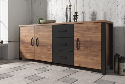 Meubella - Dressoir Olivia - Zwart - Eiken - 192 cm
