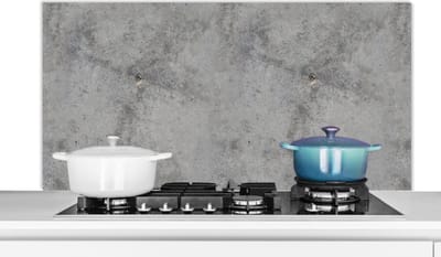 Spatscherm keuken 120x60 cm - Kookplaat achterwand Beton - Grijs - Patronen - Muurbeschermer - Spatwand fornuis - Hoogwaardig aluminium