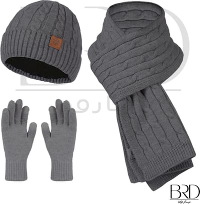 BRD® Winter | Winter set voor volwassenen Grijs - gevoerde muts, sjaal en handschoenen - Set van 3 delig - gebreid unisex mannen vrouwen dames