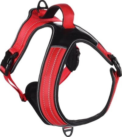 Honden Harnas - Honden Tuigje - Comfortabele Wandelingen - Y-vormige Drukverdeling - 63-80 cm - Rood