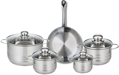 Set van 1 Koekenpan 24 cm en 4 kookpotten 12, 14, 16 en 20 cm Elo Profi Brillant