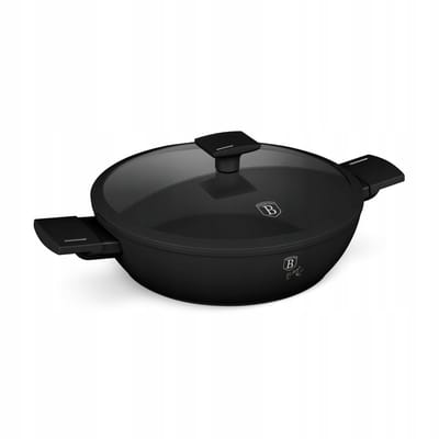 Lage pan met deksel, 28 cm, 3.8L, mat zwart