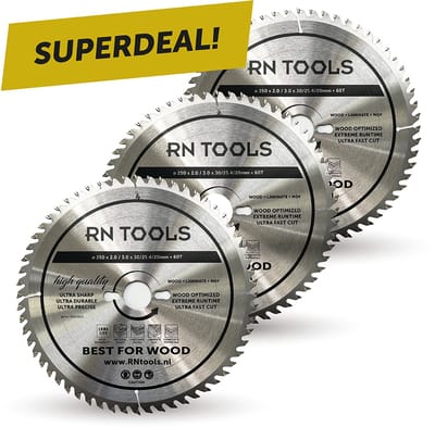 Superdeal - RNtools Cirkelzaagblad 250 x 30 mm - 60 tanden - voor Hout, Hardhout, Laminaat, MDF, Multiplex - 3 STUKS Zaagblad