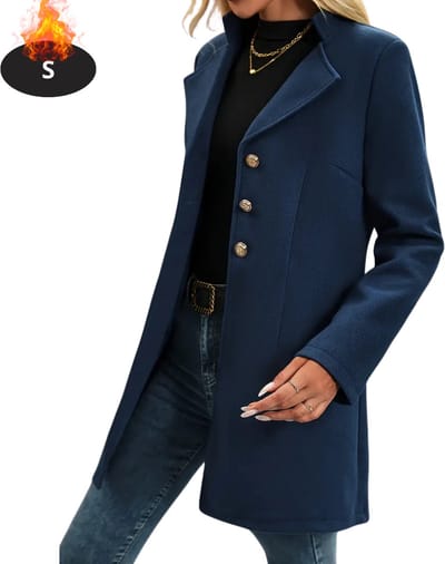 Livano Mantel Dames - Tussenmantel - Jas - Mantelpakje - Trenchcoat - Overjas - Overcoat - Winter - Marineblauw - S