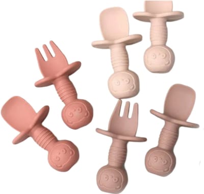 4 Stuks - Kinderbestekset - Baby Bestek - Baby Lepeltjes en Vorkjes - Bestek kinderen - Siliconen - LOUZIR
