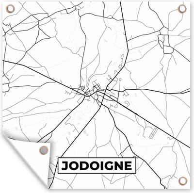 Tuin poster Jodogne - België - Stadskaart - Plattegrond - Kaart - Zwart wit - 200x200 cm - Tuindoek