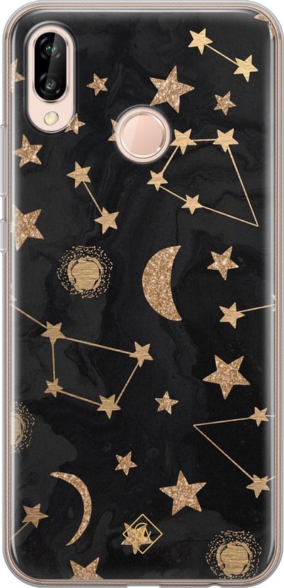 Casimoda® hoesje - Geschikt voor Huawei P20 Lite (2018) - Counting The Stars - Siliconen/TPU - Soft Case - Zwart - Sterren