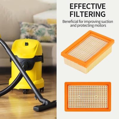 Dailygoods- Stofzuigerfilters 3 Stuks - HEPA Filter - Plat Vouwfilter - Compatibel met Kärcher WD4, WD5, WD6 - Voor MV4, MV5, MV6 - Verlengt levensduur stofzuiger - Stofzuigerzakken