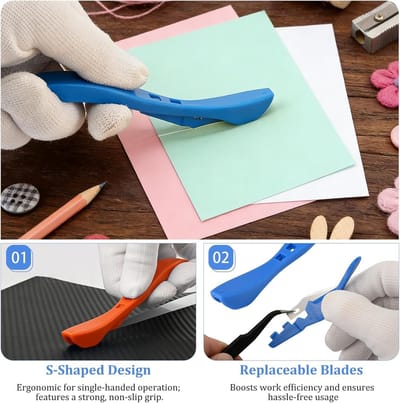 Cadeaupapiersnijder met veiligheidsmes en 10 reservemesjes voor eenvoudig inpakken, ideaal voor Kerstmis en Halloween, perfect voor papierfolie en cadeauverpakking