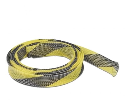 Polyester kabelsleeve | rekbaar | 25mm | zwart/geel | 2 meter