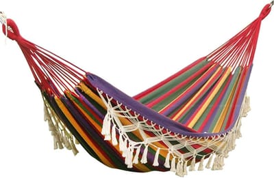 Campinghangmat Outdoor - Lichtgewicht Tuin - Ontspannen Buiten - Inclusief Draagtas - 200x150cm - Rood