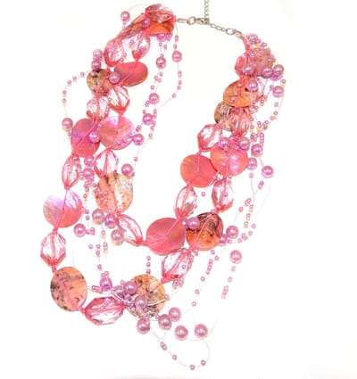 Draad Ketting Parel met Schelp Roze