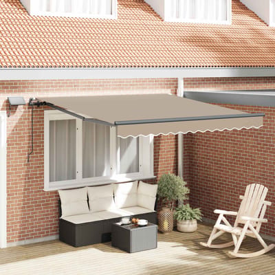 vidaXL - Uitschuifbare - luifel - Beige - 350 - x - 250 - cm - Stof - en - Aluminium