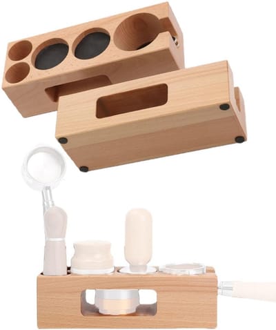 Dailygoods- Portafilterrek 51/54 mm - Koffiefilterstandaard - Houten Sabotagehouder - Antislip - Verstelbare Schroef - Duurzaam Beukenhout - Koffiefilterhouder