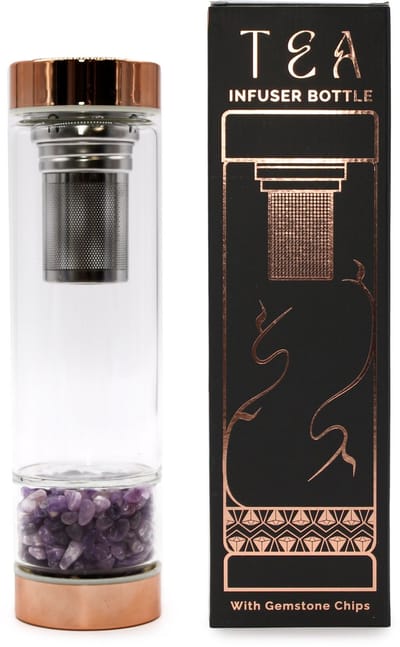 Kristallen glazen Thee-ei Fles - Rosé Goud - Amethist - Theefles 500 ml.