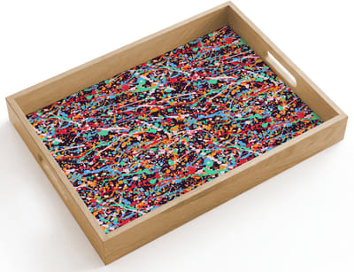 Dienblad hout 40x30 cm - Schootdienblad - Spat - Abstract - Waterverf - Multi - Borrelplank rechthoek - Plateau dienbladen