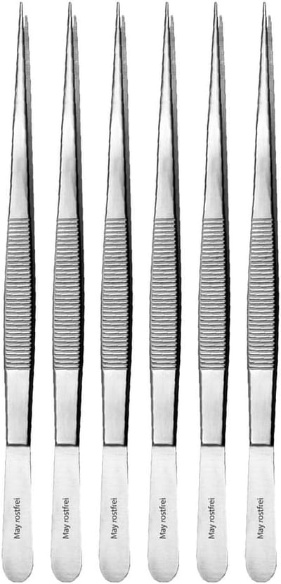 Technische Pincet Set - Modelbouw Tangen - Precisiewerk Uitvoeren - Roestvrij Staal - 20 cm Lengte - Zilverkleurig