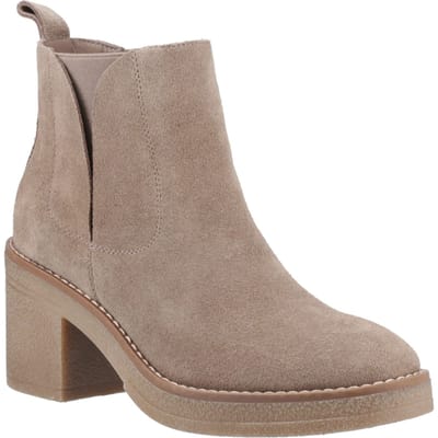 Hush Puppies Felicia Suède Dames Taupe Hak Chelsea Boots